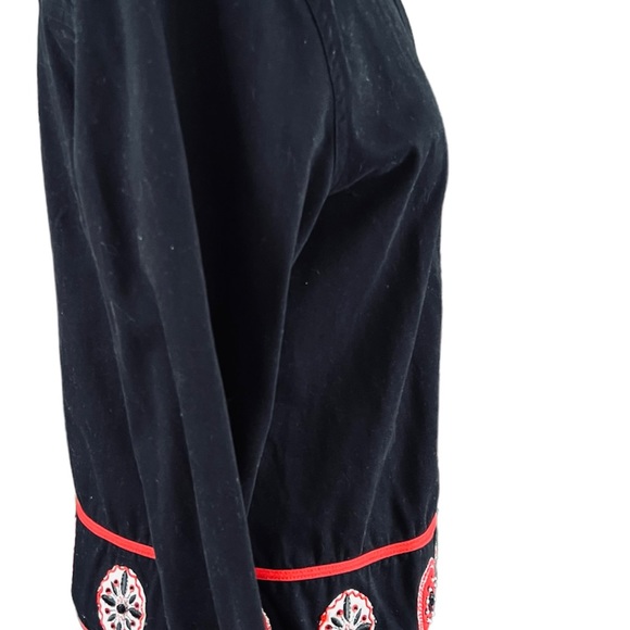 Ruby Rd. Black Jacket with Red Piping & Appliqués around Peplum.  Size 8 - Picture 6 of 6